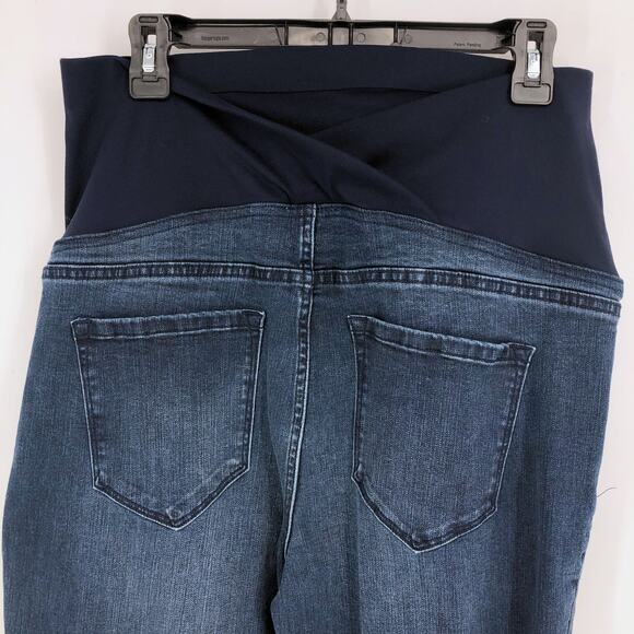 INGRID & ISABEL Over Belly Skinny Maternity Jean Large 32 Dark Blue Stretch NWOT - Picture 7 of 11